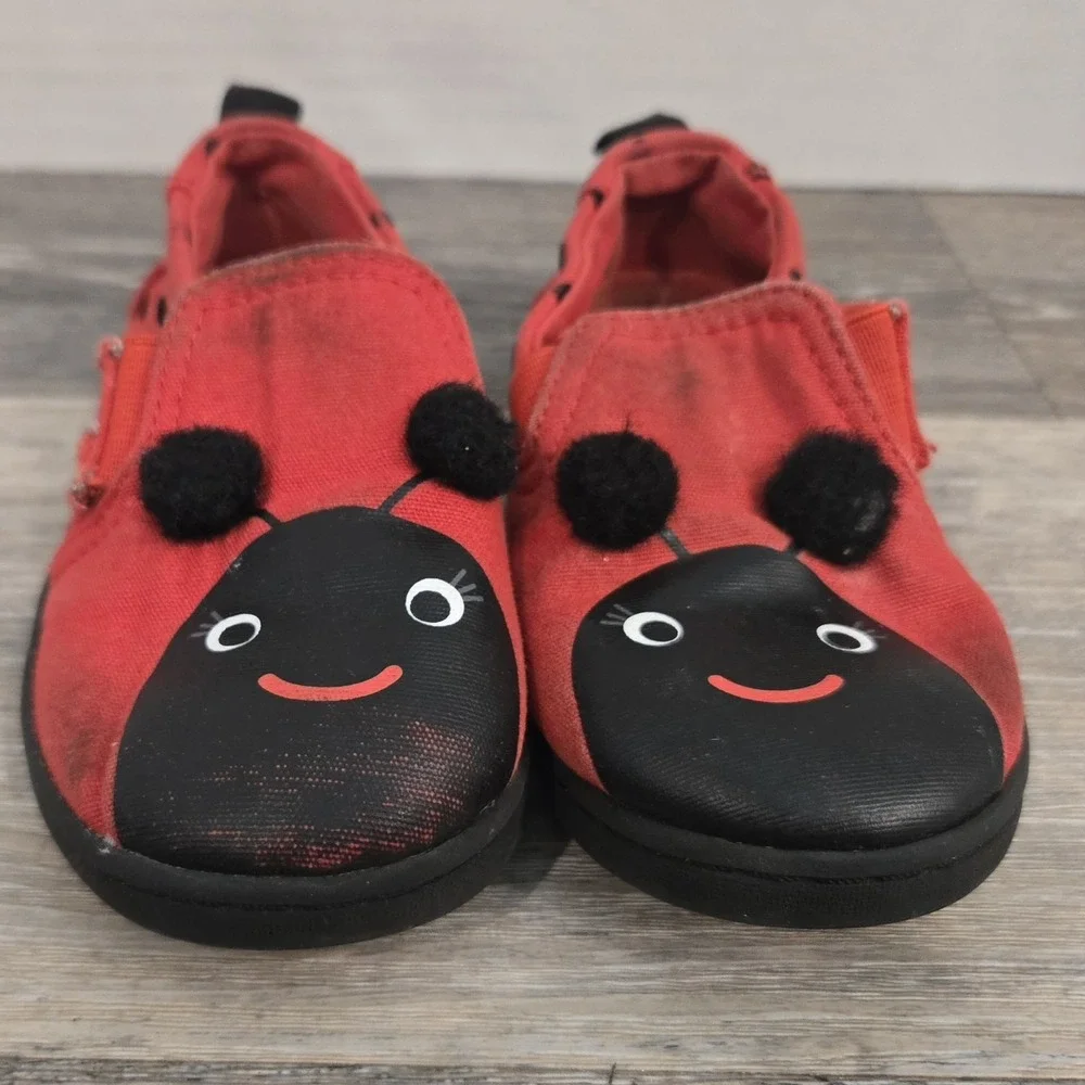 Toms Alpargata Flats Toddler US 8 Lava Red Ladybug Print Casual‎ Shoes
